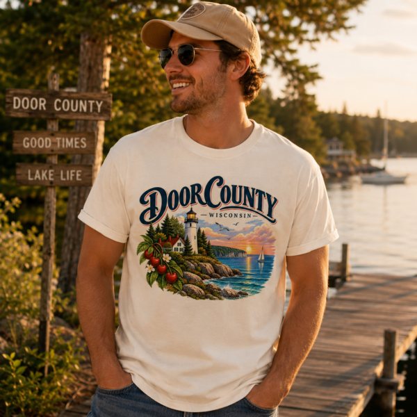 4 door county shirt t-shirt lifestyle scene