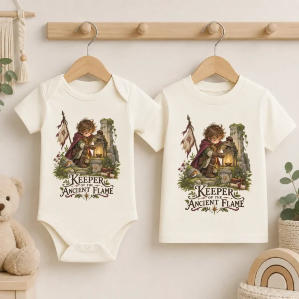 Ancient Flame Guardian Baby Bodysuit or Toddler Shirt — baby bodysuit mockup ancient flame guardian baby bodysuit product photo
