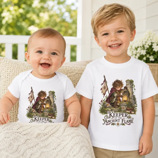 Ancient Flame Guardian Baby Bodysuit or Toddler Shirt — baby bodysuit mockup ancient flame guardian baby bodysuit product photo