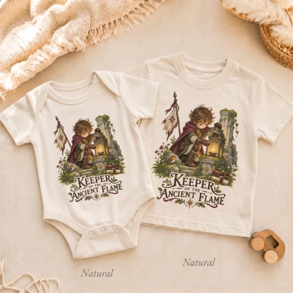 Ancient Flame Guardian Baby Bodysuit or Toddler Shirt — alternate product mockup ancient flame guardian baby bodysuit product photo