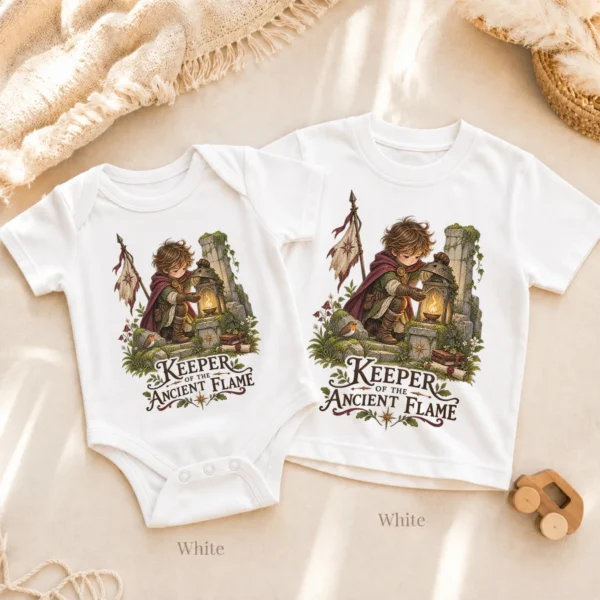 Ancient Flame Guardian Baby Bodysuit or Toddler Shirt — alternate product mockup ancient flame guardian baby bodysuit front view