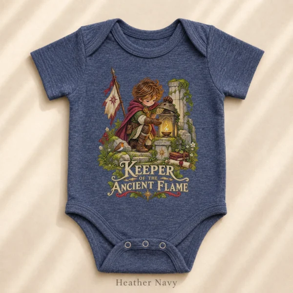 Ancient Flame Guardian Baby Bodysuit or Toddler Shirt — alternate product mockup ancient flame guardian baby bodysuit close-up detail