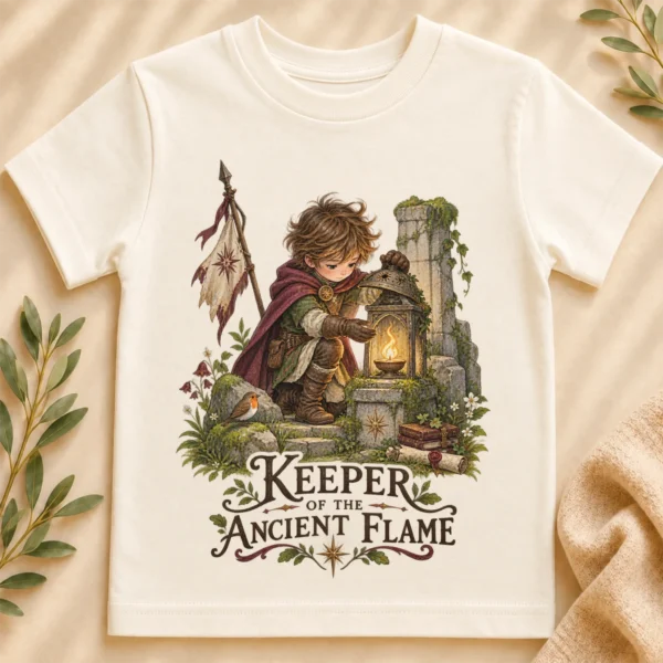 Ancient Flame Guardian Baby Bodysuit or Toddler Shirt — toddler shirt mockup ancient flame guardian baby bodysuit close-up detail