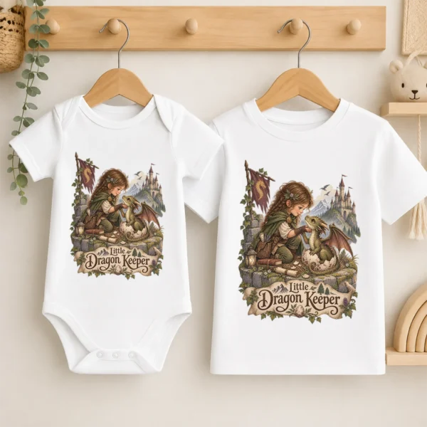 Baby Dragon Bodysuit or Toddler Shirt, Little Dragon Keeper — baby bodysuit mockup baby dragon bodysuit baby bodysuit close-up detail