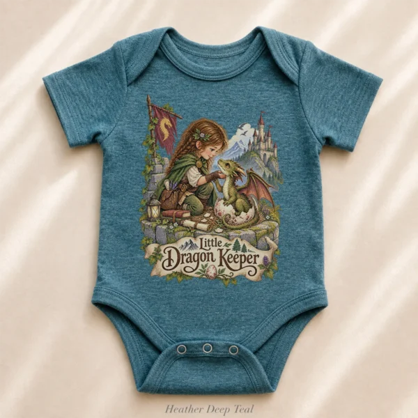 Baby Dragon Bodysuit or Toddler Shirt, Little Dragon Keeper — alternate product mockup baby dragon bodysuit baby bodysuit lifestyle scene