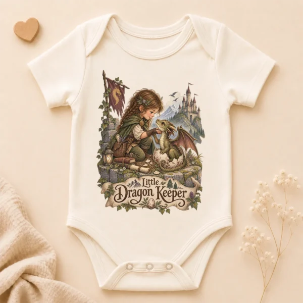 Baby Dragon Bodysuit or Toddler Shirt, Little Dragon Keeper — alternate product mockup baby dragon bodysuit baby bodysuit mockup view