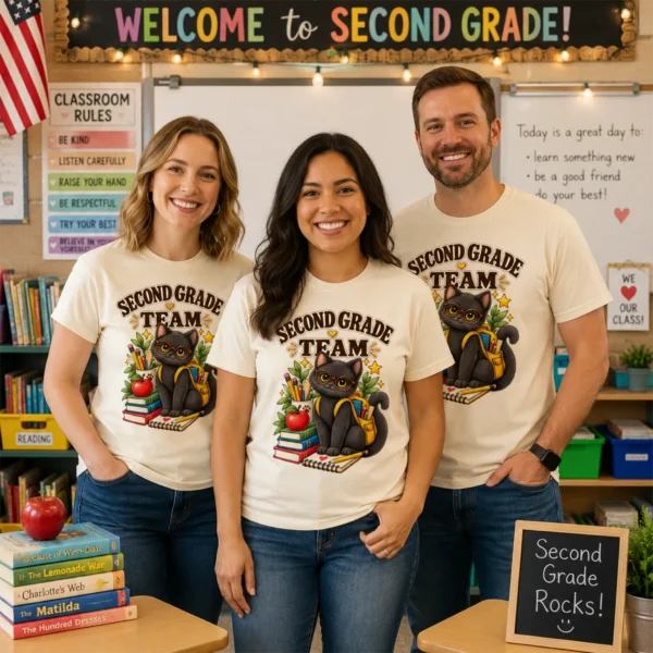 Back to School Teacher Shirt, Grade-Level Staff — alternate product mockup back to school teacher shirt t-shirt back view