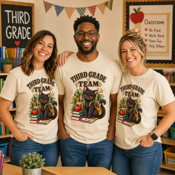 Back to School Teacher Shirt, Grade-Level Staff — alternate product mockup back to school teacher shirt t-shirt back view