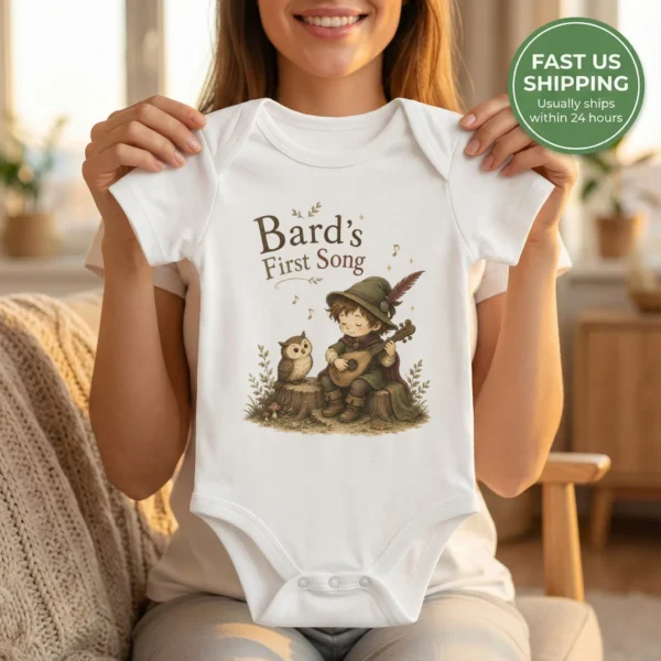 Bard's First Song Baby Bodysuit, Boy or Girl — baby bodysuit mockup bard's first song baby bodysuit mockup view