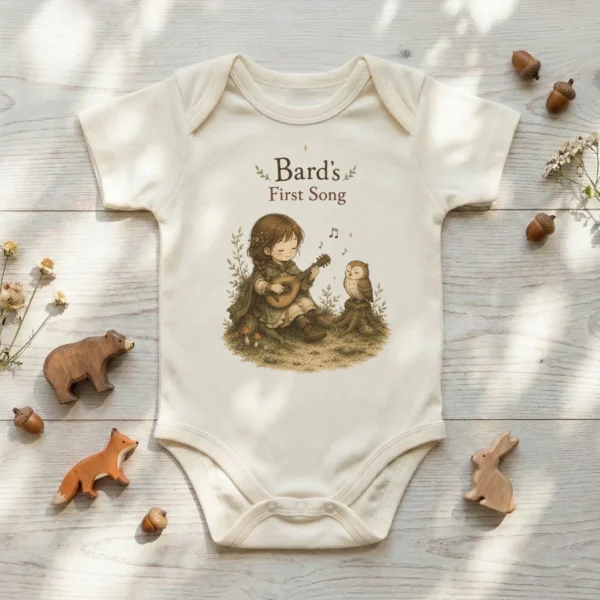 Bard's First Song Baby Bodysuit, Boy or Girl — baby bodysuit mockup bard's first song baby bodysuit product detail