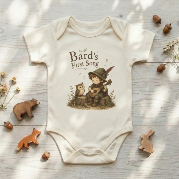 Bard's First Song Baby Bodysuit, Boy or Girl — baby bodysuit mockup bard's first song baby bodysuit product detail