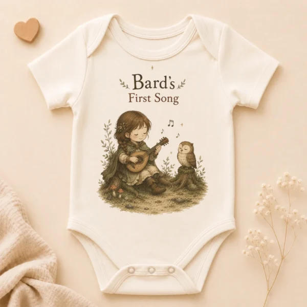 Bard's First Song Baby Bodysuit, Boy or Girl — alternate product mockup bard's first song baby bodysuit product photo
