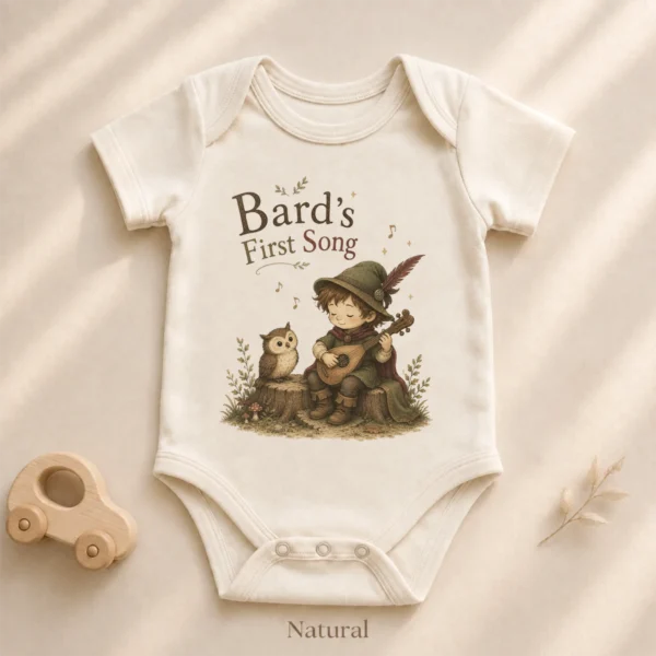 Bard's First Song Baby Bodysuit, Boy or Girl — alternate product mockup bard's first song baby bodysuit product photo