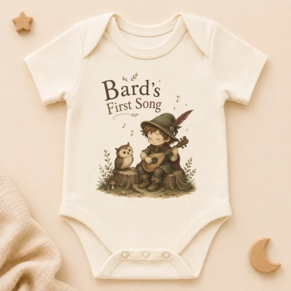 Bard's First Song Baby Bodysuit, Boy or Girl — alternate product mockup bard's first song baby bodysuit product photo