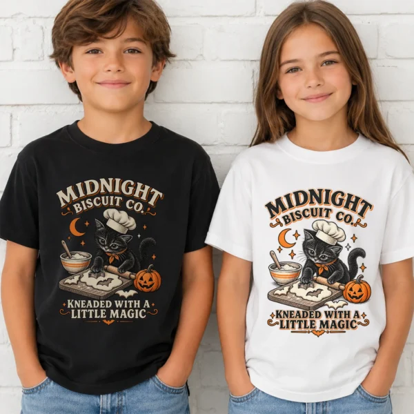 Black Cat Halloween Shirt, Baking Kitten Tee, Fall Cat Lover Gift — toddler shirt mockup black cat Halloween shirt baby bodysuit product photo
