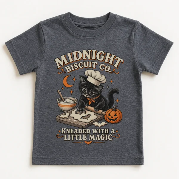 Black Cat Halloween Shirt, Baking Kitten Tee, Fall Cat Lover Gift — toddler shirt mockup black cat Halloween shirt baby bodysuit product photo
