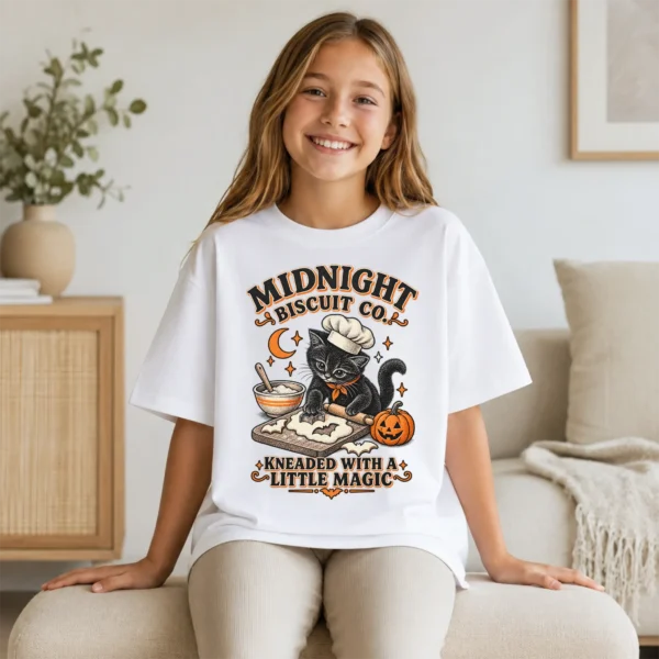 Black Cat Halloween Shirt, Baking Kitten Tee, Fall Cat Lover Gift — toddler shirt mockup black cat Halloween shirt baby bodysuit product photo