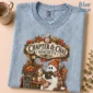 cozy autumn book lover ghost shirt t-shirt front view