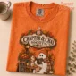 cozy autumn book lover ghost shirt t-shirt mockup view