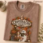 cozy autumn book lover ghost shirt t-shirt lifestyle scene