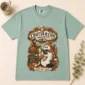 cozy autumn book lover ghost shirt t-shirt flat lay view