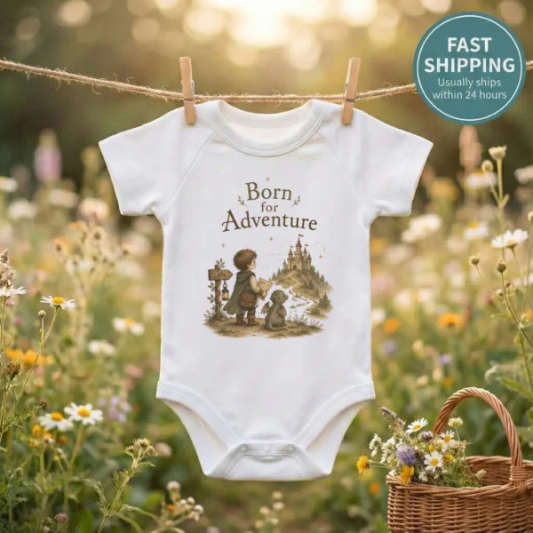 Born for Adventure Fantasy Baby Bodysuit, Boy or Girl — baby bodysuit mockup born for adventure baby bodysuit baby bodysuit mockup