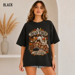 cozy Halloween book lover shirt t-shirt color options