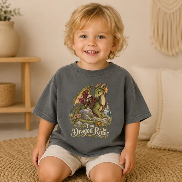Dragon Rider Baby Bodysuit or Toddler Shirt, Tiny Dragon Rider — toddler shirt mockup dragon baby bodysuit product photo