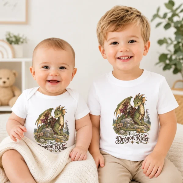 Dragon Rider Baby Bodysuit or Toddler Shirt, Tiny Dragon Rider — baby bodysuit mockup dragon baby bodysuit product photo