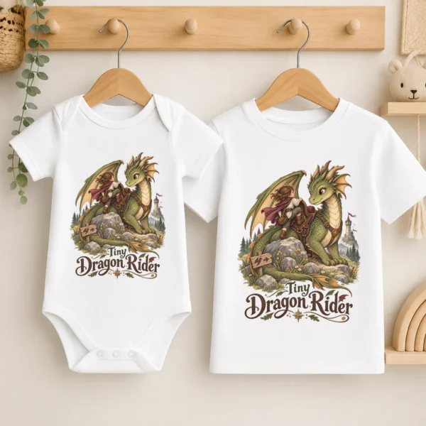 Dragon Rider Baby Bodysuit or Toddler Shirt, Tiny Dragon Rider — baby bodysuit mockup dragon baby bodysuit product photo