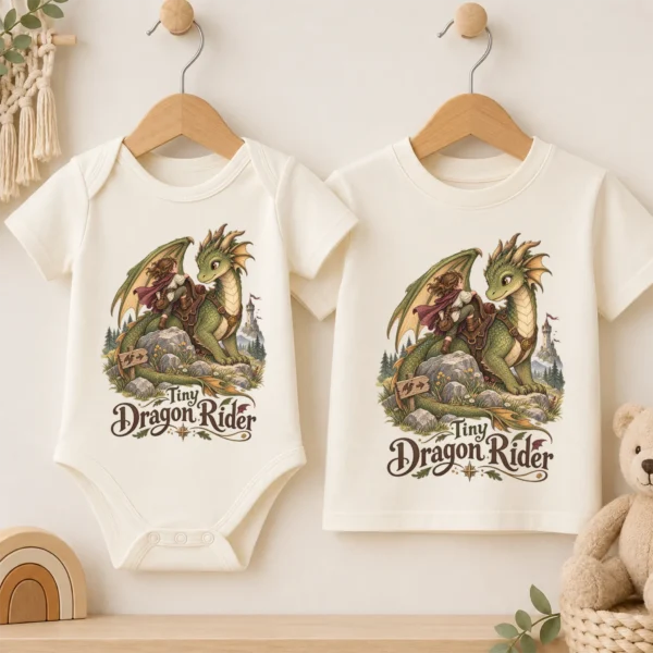 Dragon Rider Baby Bodysuit or Toddler Shirt, Tiny Dragon Rider — baby bodysuit mockup dragon baby bodysuit product photo