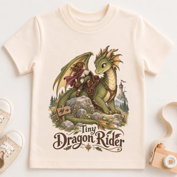 Dragon Rider Baby Bodysuit or Toddler Shirt, Tiny Dragon Rider — toddler shirt mockup dragon baby bodysuit close-up detail