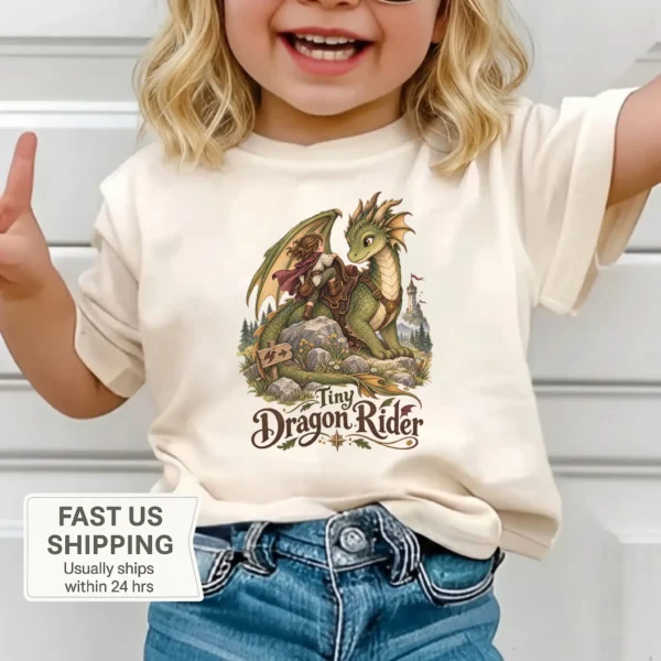 Dragon Rider Baby Bodysuit or Toddler Shirt, Tiny Dragon Rider — toddler shirt mockup dragon baby bodysuit product photo