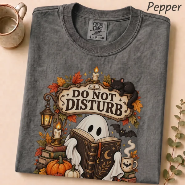 Do Not Disturb Ghost Reader, I'm Haunting a Boo — alternate product mockup ghost reader t-shirt alternate angle