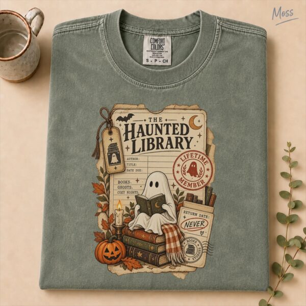Ghost Reading Halloween Shirt – Vintage Library Book Lover Ghost Reading Halloween Shirt t-shirt product photo