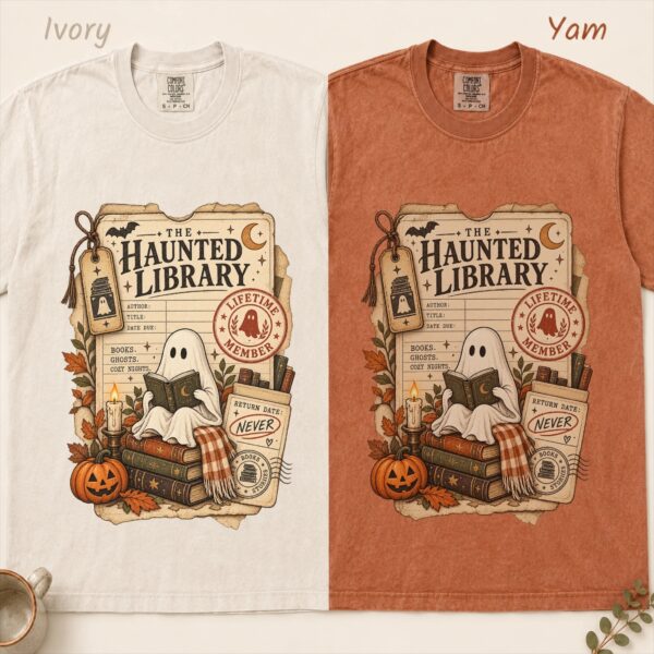 Ghost Reading Halloween Shirt – Vintage Library Book Lover Ghost Reading Halloween Shirt t-shirt color options