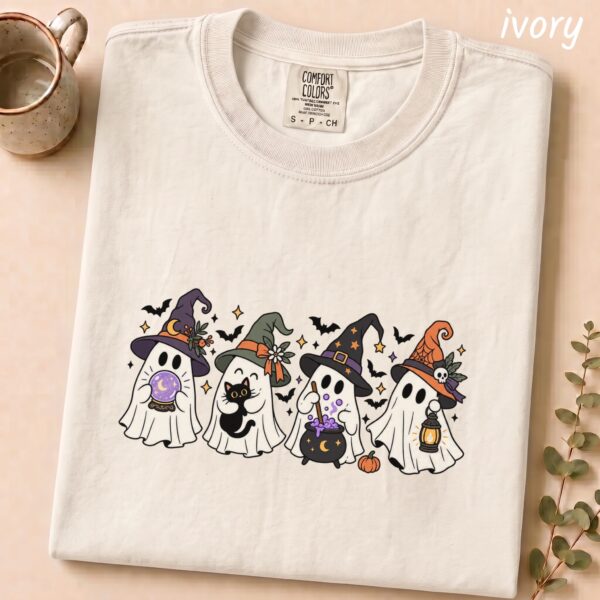 Ghost Witch Spooky Season Cute Halloween Shirt ghost witch Halloween shirt t-shirt close-up detail
