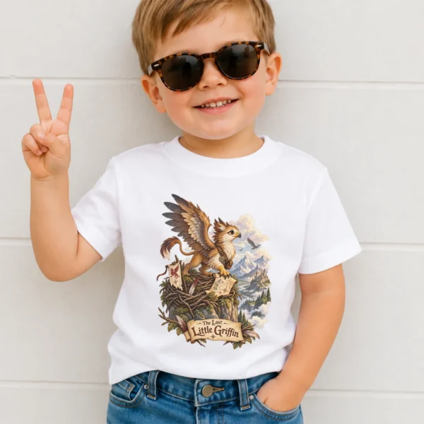 Griffin Baby Bodysuit or Toddler Shirt, the Last Little Griffin — toddler shirt mockup griffin baby bodysuit front view