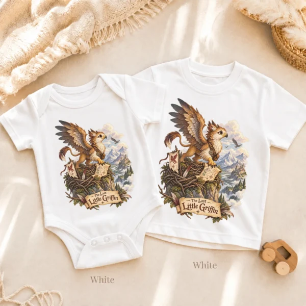 Griffin Baby Bodysuit or Toddler Shirt, the Last Little Griffin — alternate product mockup griffin baby bodysuit alternate angle