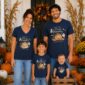 Halloween family matching watercolor pumpkin shirt baby bodysuit color options