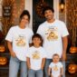 Halloween family matching watercolor pumpkin shirt baby bodysuit color options