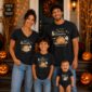 Halloween family matching watercolor pumpkin shirt baby bodysuit color options