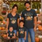 Halloween family matching watercolor pumpkin shirt baby bodysuit color options