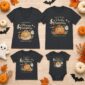 Halloween family matching watercolor pumpkin shirt baby bodysuit color options
