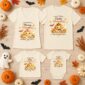 Halloween family matching watercolor pumpkin shirt baby bodysuit color options