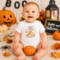 Halloween family matching watercolor pumpkin shirt baby bodysuit color options