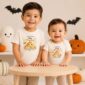 Halloween family matching watercolor pumpkin shirt baby bodysuit color options