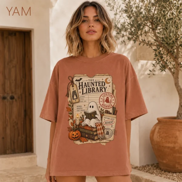 haunted library t-shirt color options