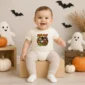 Knock Knock Trick or Treat Personalized Halloween Shirt baby bodysuit alternate angle