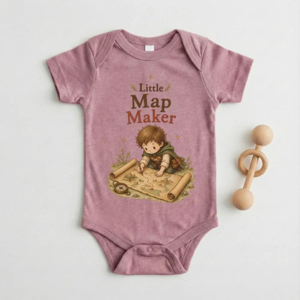 Little Map Maker Baby Bodysuit or Toddler Shirt, Explorer Apparel — baby bodysuit mockup little map maker baby bodysuit product photo
